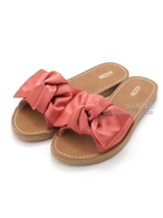 【REZOY】シャイニーリボンフラットサンダル/ピーチ