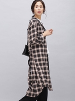 【WEB限定】オープンカラーチェックシャツワンピース/ブラック