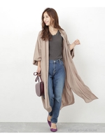 【WEB限定】スキッパーシャツロングワンピース/ベージュ