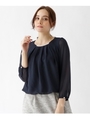 【WEB限定サイズ(S・LL)あり】シフォンタックブラウス/ネイビー(093)