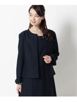 【WEB限定サイズ】【洗える】ストレッチドビーノーカラージャケット/ブルー系(094)