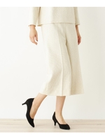 【入卒・大きいサイズあり・13号・15号】ラメ入りツイードおしゃれママガウチョパンツ/ライトベージュ(051)