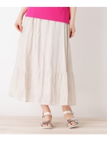 【WEB限定サイズあり】裾切り替えマキシスカート/ベージュ(052)
