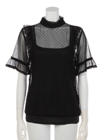 【sw】シアードットクラシカル半袖ブラウスス/ブラック