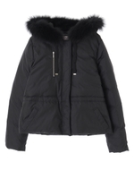 【アウター】ファー付ショートダウン/ブラック