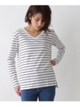 【アルガンオイル配合】USコットン長袖Tシャツ/ブラックボーダー(319)
