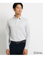 【ミッキーマウス】 胸ポケット付き 長袖ポロシャツ メンズ/ホワイト(101)