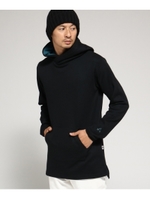 【ロング丈】ダブルフェイス パーカー 袖星刺繍/ブラック(119)