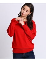 【吸湿発熱】ソリスト(R)ヒートドロップショルダーニット/レッド(062)