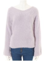 【星玲奈プロデュース】Vネックシャギーニット/ラベンダー