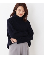 【洗える・42(LL)WEB限定サイズ】リブオフタートルニット/ネイビー(093)