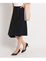 【洗える】イレギュラーヘムスカート/ネイビー×ブラック(093)