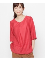 【洗える】エンブロシャツ/レッド(062)