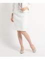 【洗える】サイドステッチストレッチスカート/ホワイト(001)