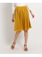 【洗える】サテンギャザースカート/マスタード(033)