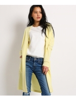 【洗える】スウェットロングカーディガン/レモンイエロー(831)