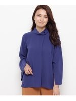 【洗える】スポンジージョーゼット ケープシャツ/ブルー(092)