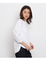 【洗える】タイプライター袖コンシャスブラウス/ホワイト(002)