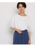 【洗える】チュールスリーブプルオーバー/ホワイト(002)