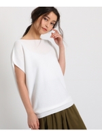 【洗える】フレンチスリーブガーターニット/ホワイト(001)