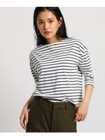 【洗える】ボートネックボーダーカットソー/ホワイト(301)