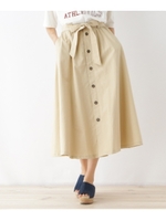 【洗える】ミディ丈フレアスカート/ライトベージュ(051)