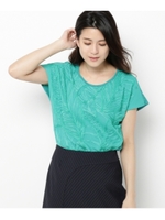 【洗える】リーフコード刺繍 プルオーバー/ライトグリーン(021)