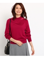 【洗える】レースクルーネックニット/ラズベリーピンク(073)