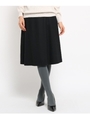 【洗える】圧縮ウールフレアスカート/ブラック(019)