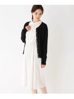 【洗える】小花柄シャツディガンワンピース/ホワイト(101)