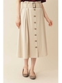 ◆[ドラマ 有村架純さん着用][洗える]ＴＲフロントボタンフレアスカート[Weekend Line]/ベージュ1(041)