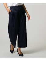 ◆【洗える】FABRICA リネンネップストライプパンツ/ブルー系(394)