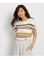 ◆【洗える】マルチボーダーTシャツ/イエロー(332)