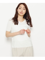 ◆【洗える】ラメ混シャイニーVネックニット/オフホワイト(003)