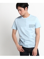 ◆パネルドットTシャツ/サックス(190)