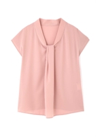 ◆ボウタイ風タックドレープブラウス/ピンク(090)