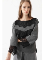 ◆モードレースボーダーカットソー/GRAY(020)