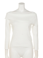 ７分袖オフショル風アシメニット/ホワイト