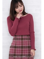 アイレットダイヤリブフリルニット/ローズピンク3(093)