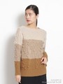 アクリルウール配色ニット/ベージュ