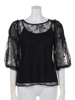 インナー付レースブラウス/ブラック