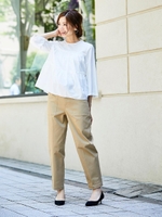 ウエストリボンベイカーパンツ/ベージュ