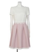 ウエストレースバイカラーOP/グレイッシュピンク