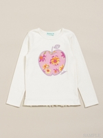 ウォームテックフライスアップルフラワープリント長袖Ｔシャツ/生成