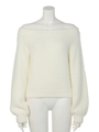 オフショルシャギーKnit TOP/WHT