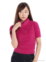 オフタートルシャギーニット/ピンク