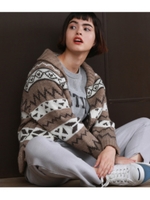 カウチンZIPUPニット/ベージュ(005)