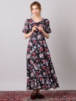 カットジャガードフラワーワンピース/ブラック