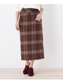 カラーシャギー　チェックナロースカート/ブラウン(242)