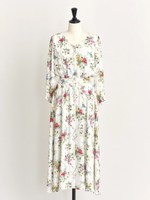 カラーブレンドフラワー柄ロングワンピ/オフホワイト